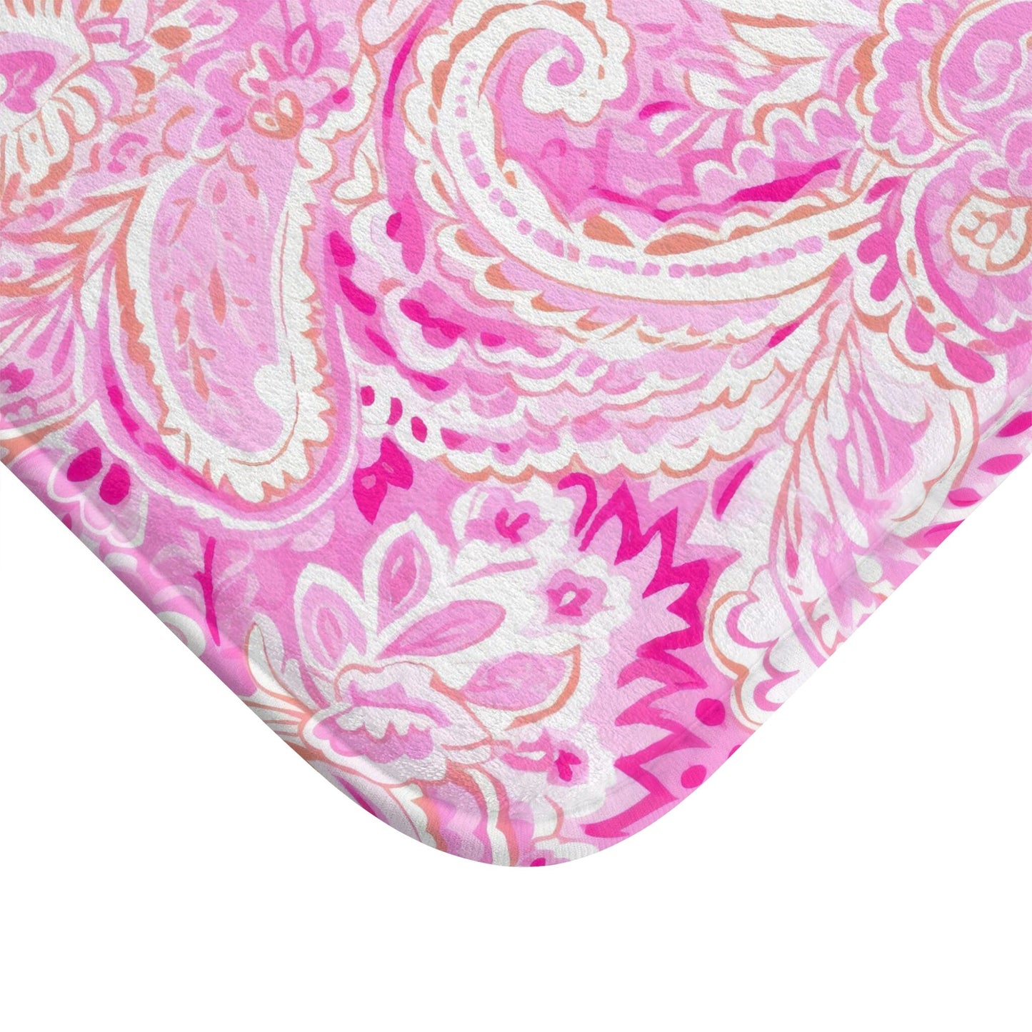 Custom Bath Mat, Pink Paisley