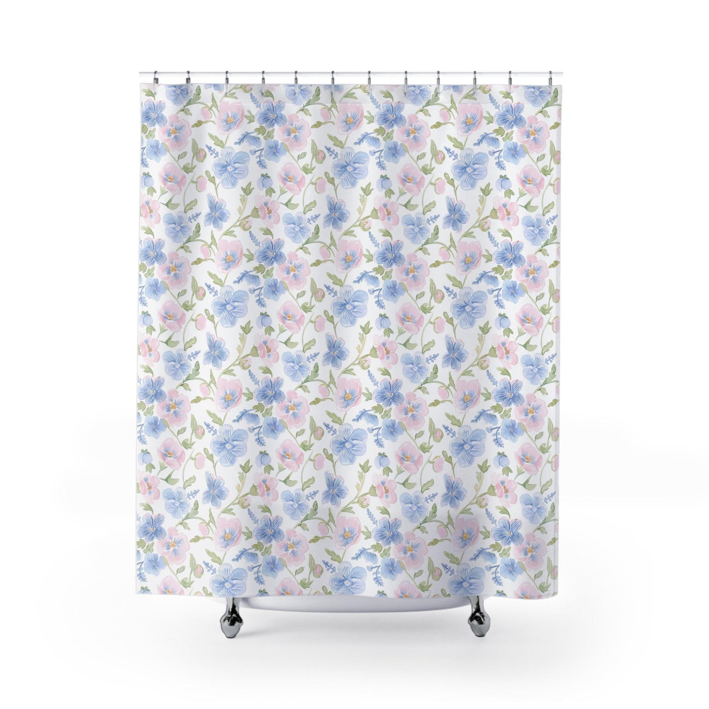 Custom Shower Curtain, Watercolor Coquette Floral