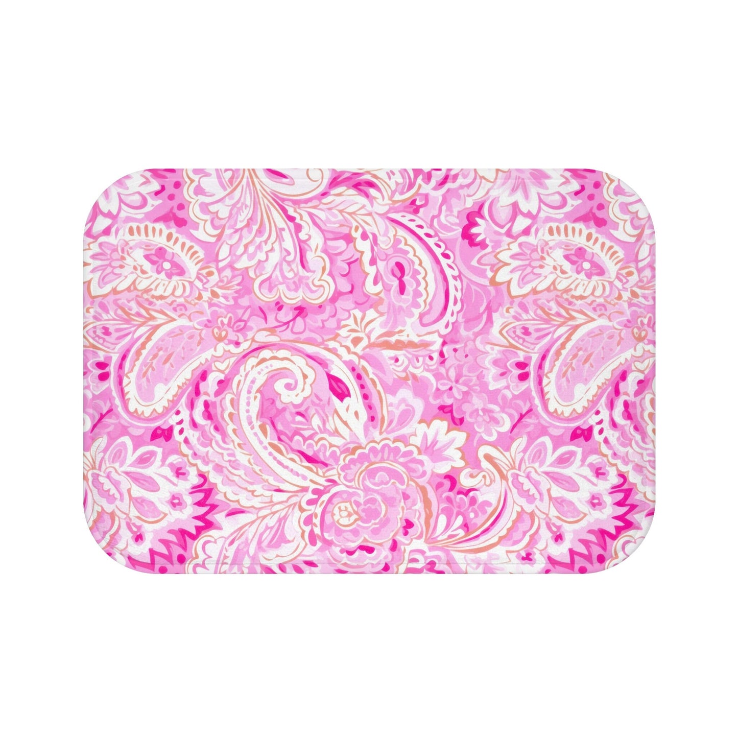 Custom Bath Mat, Pink Paisley