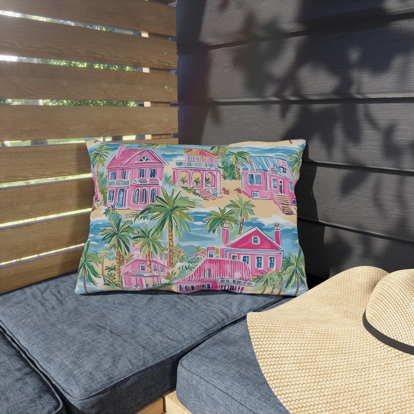 Outdoor Throw Pillow, Coastal Palm Beach Houses