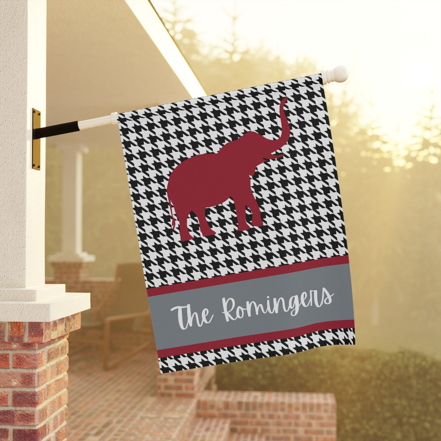 Personalized Houndstooth Alabama Garden Flag
