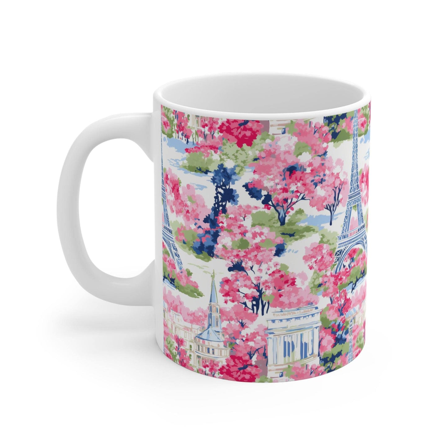 Coffee Mug, Bright Floral Eiffel Tower