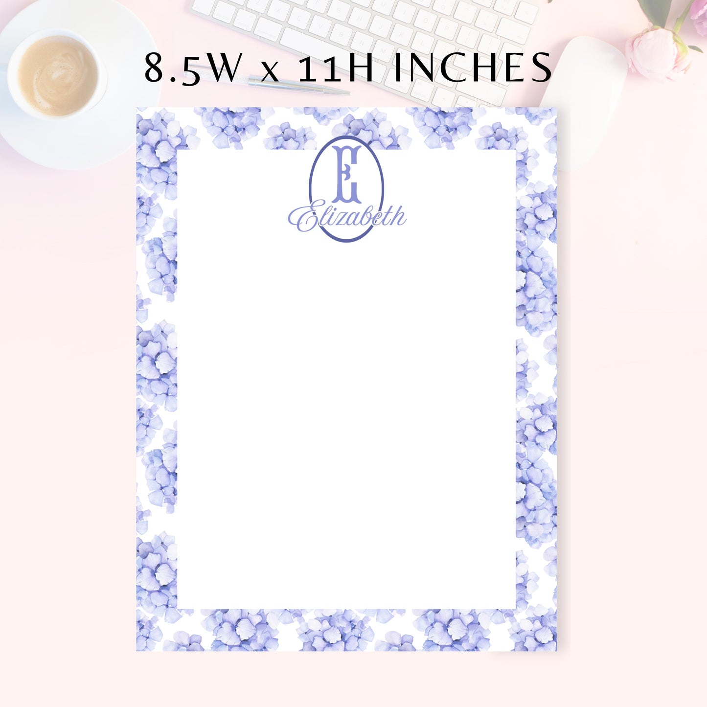 Personalized Notepad, Blue Chinoiserie Floral