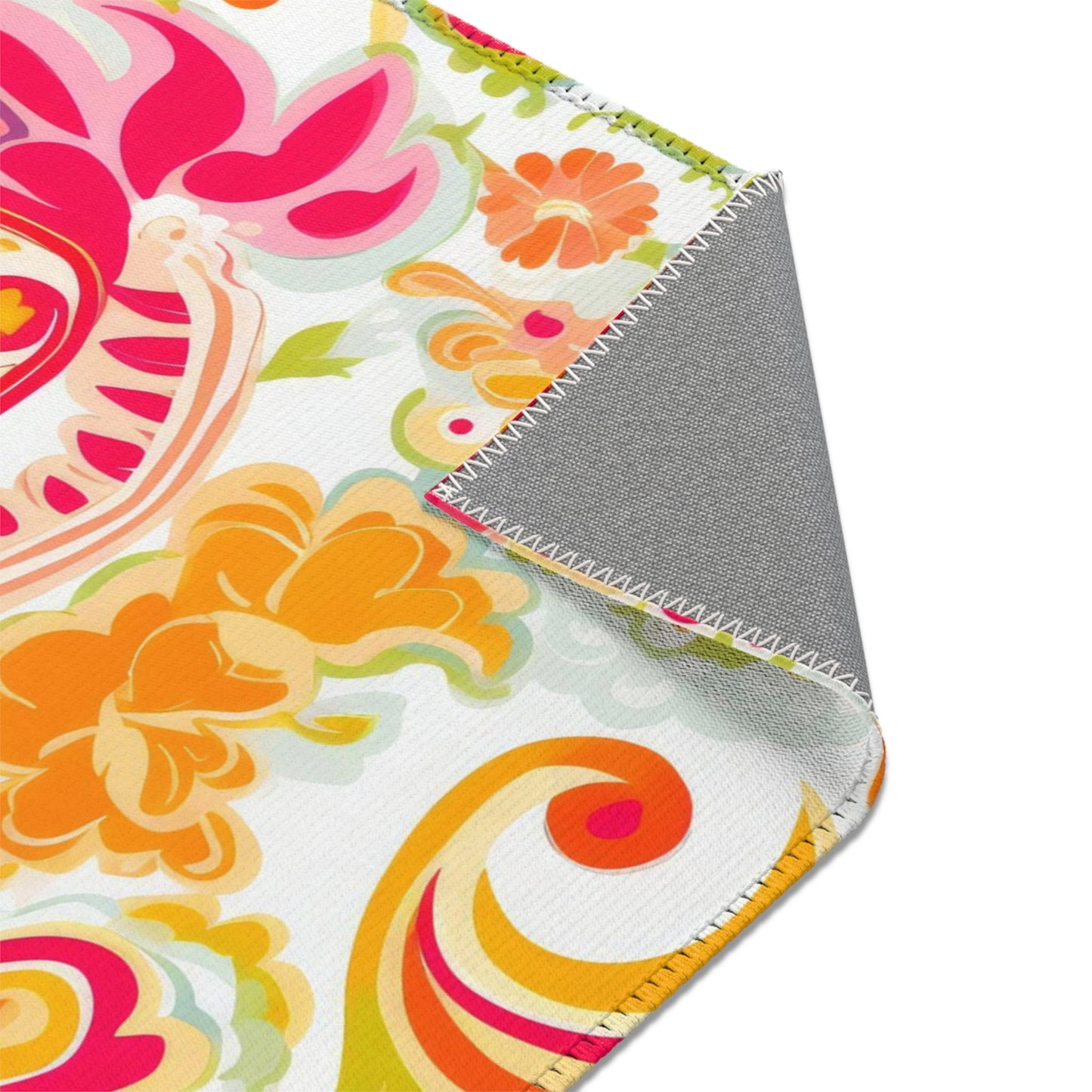 Custom Rug, Pink and Orange Paisley