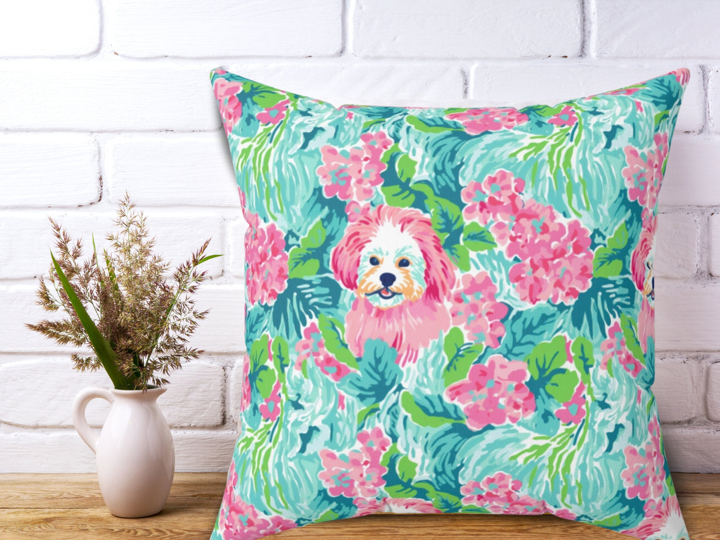 Dog Pillow, Home Decor, Preppy Room Decor, Pet Throw Pillow, Pet Pillow, Beach Home, Dorm Decor, Shih Tzu, Yorkie, Small Dog