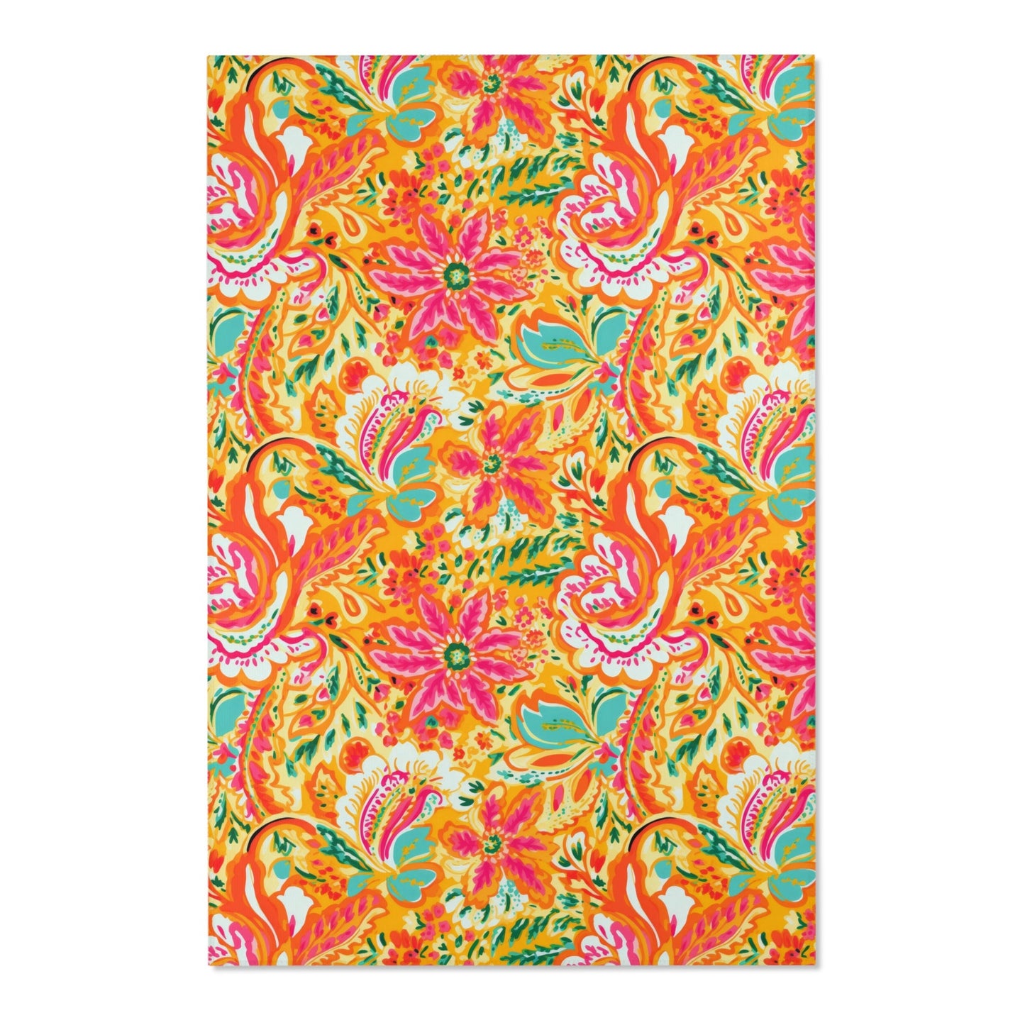 Area Rug, Orange Paisley