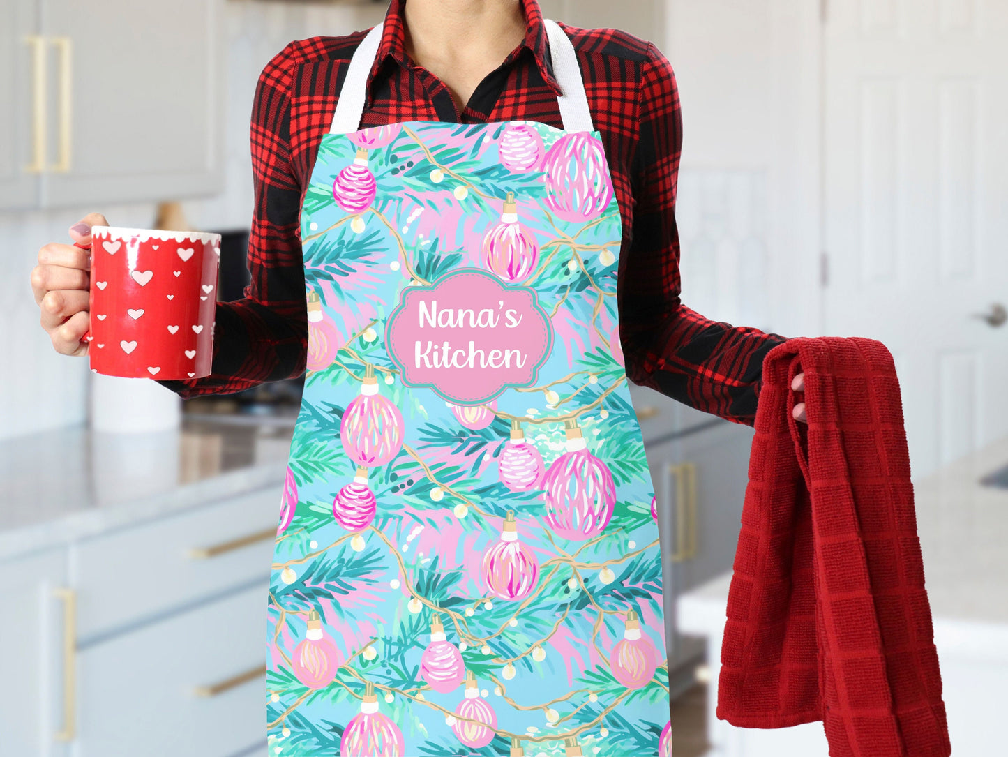 Personalized Floral Kitchen Apron for Women, Gift for Mom, Gift for Wife, Gift for Grandmother, Custom Gift, personally aprons