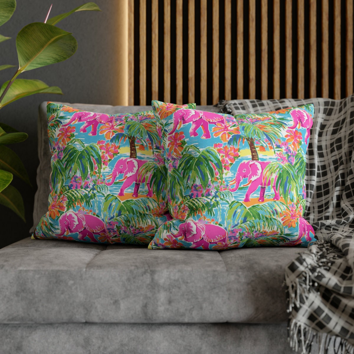 West Palm Beach Inspired Pillow, Pink Elephants