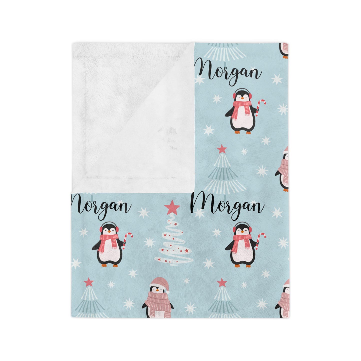 Personalized Christmas Penguin Blanket