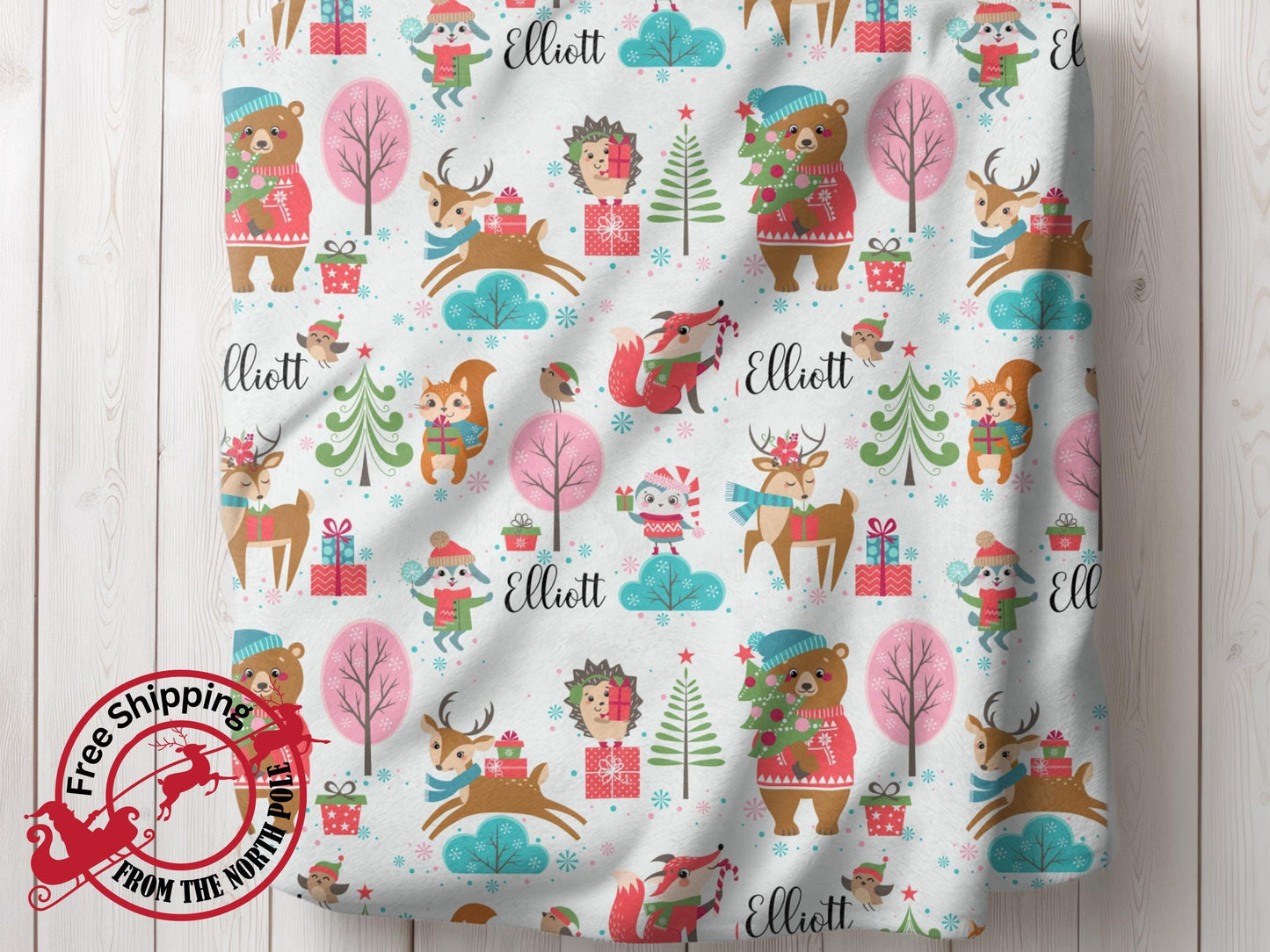 Personalized Christmas Animals Blanket