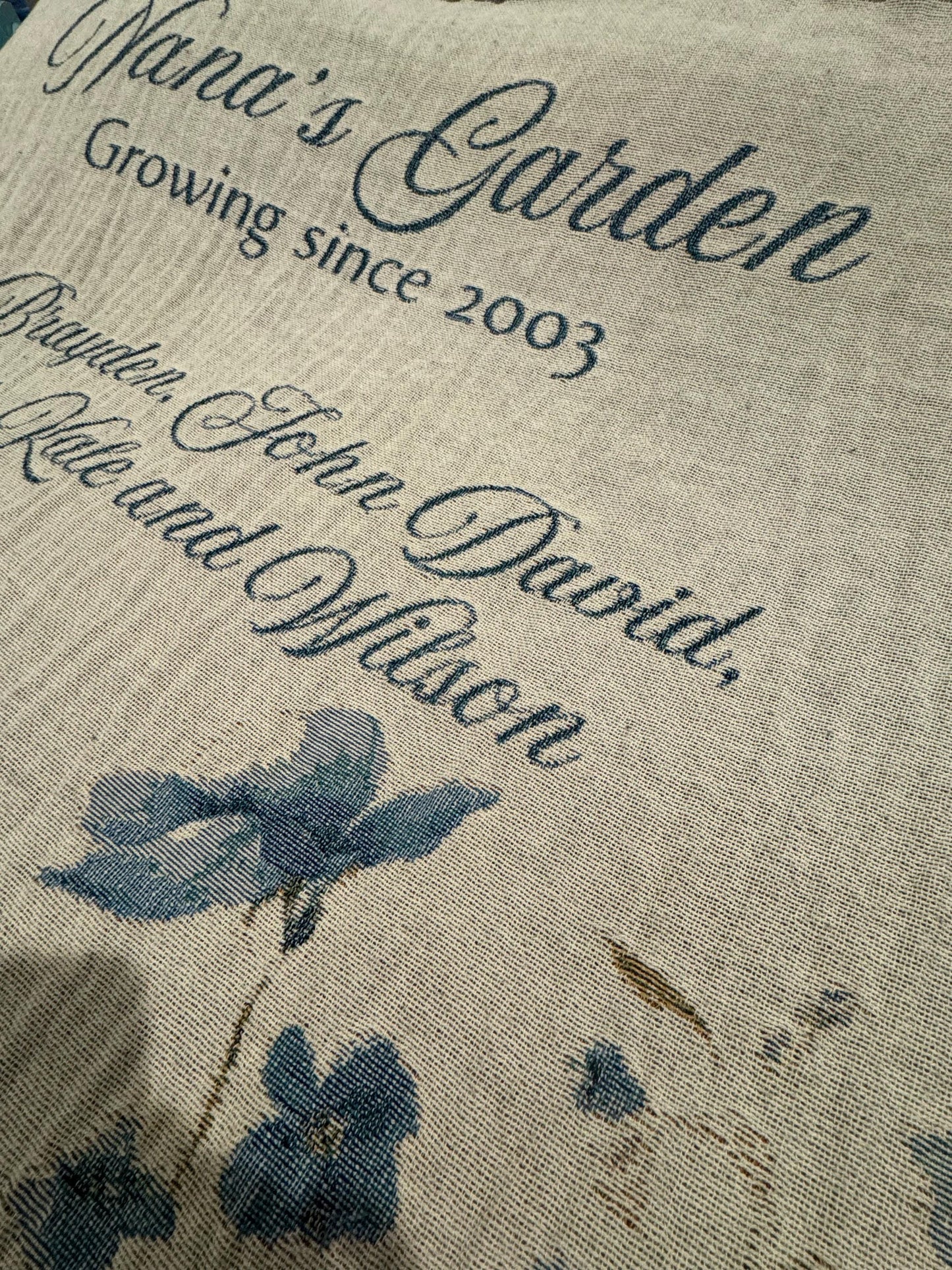 Floral Woven Blanket, Personalized Grandmothers Blanket