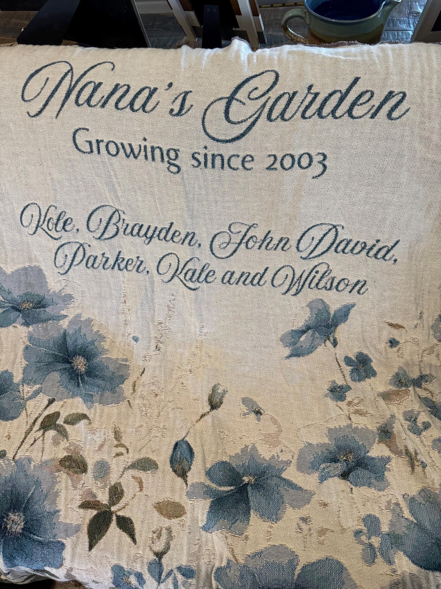 Floral Woven Blanket, Personalized Grandmothers Blanket