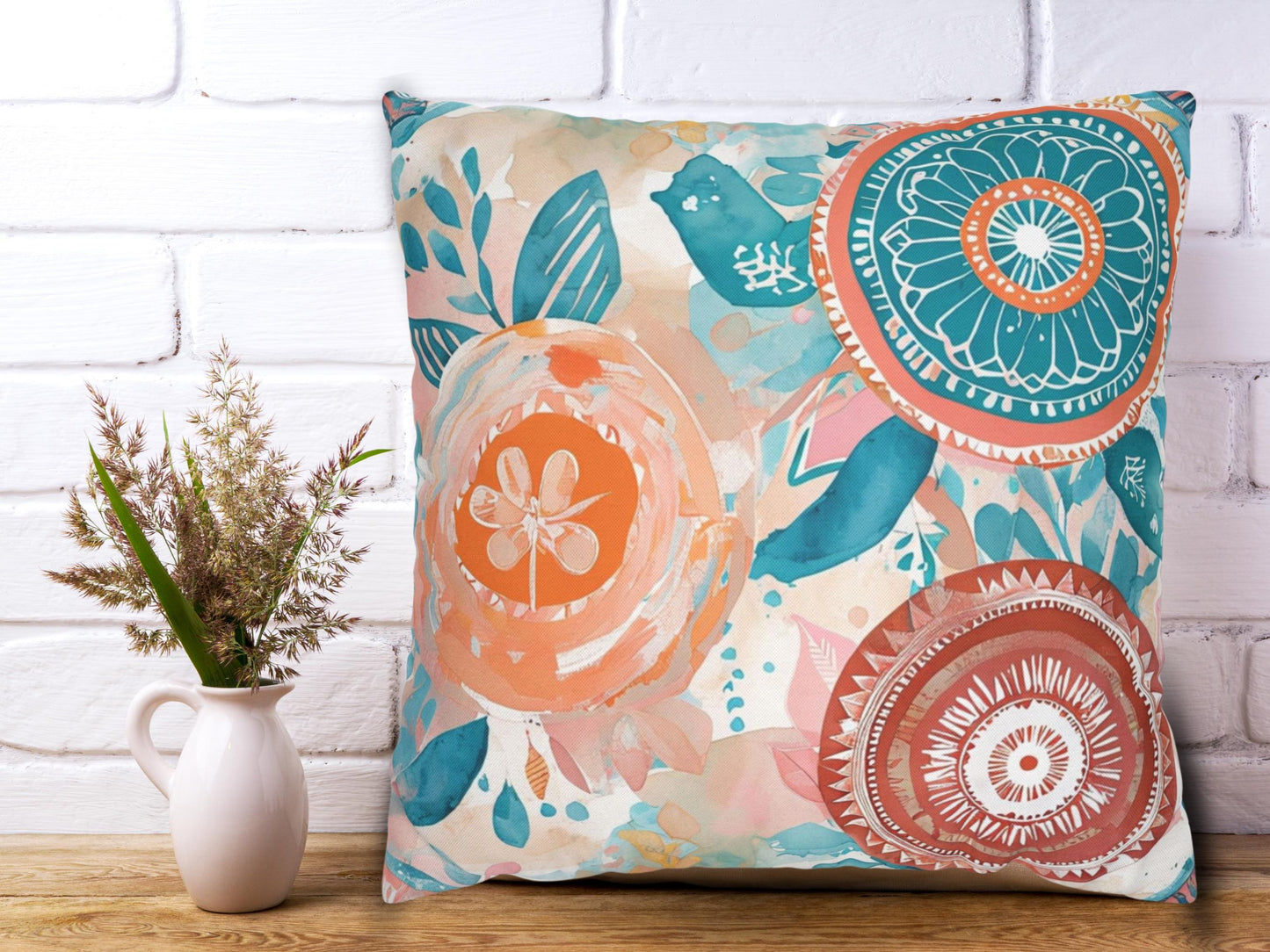Pillowcase or Pillow, Coastal Abstract Art Throw Pillow, Nature Inspired Pillows, Throw Pillow for Couch, Bright Color Pillowcase