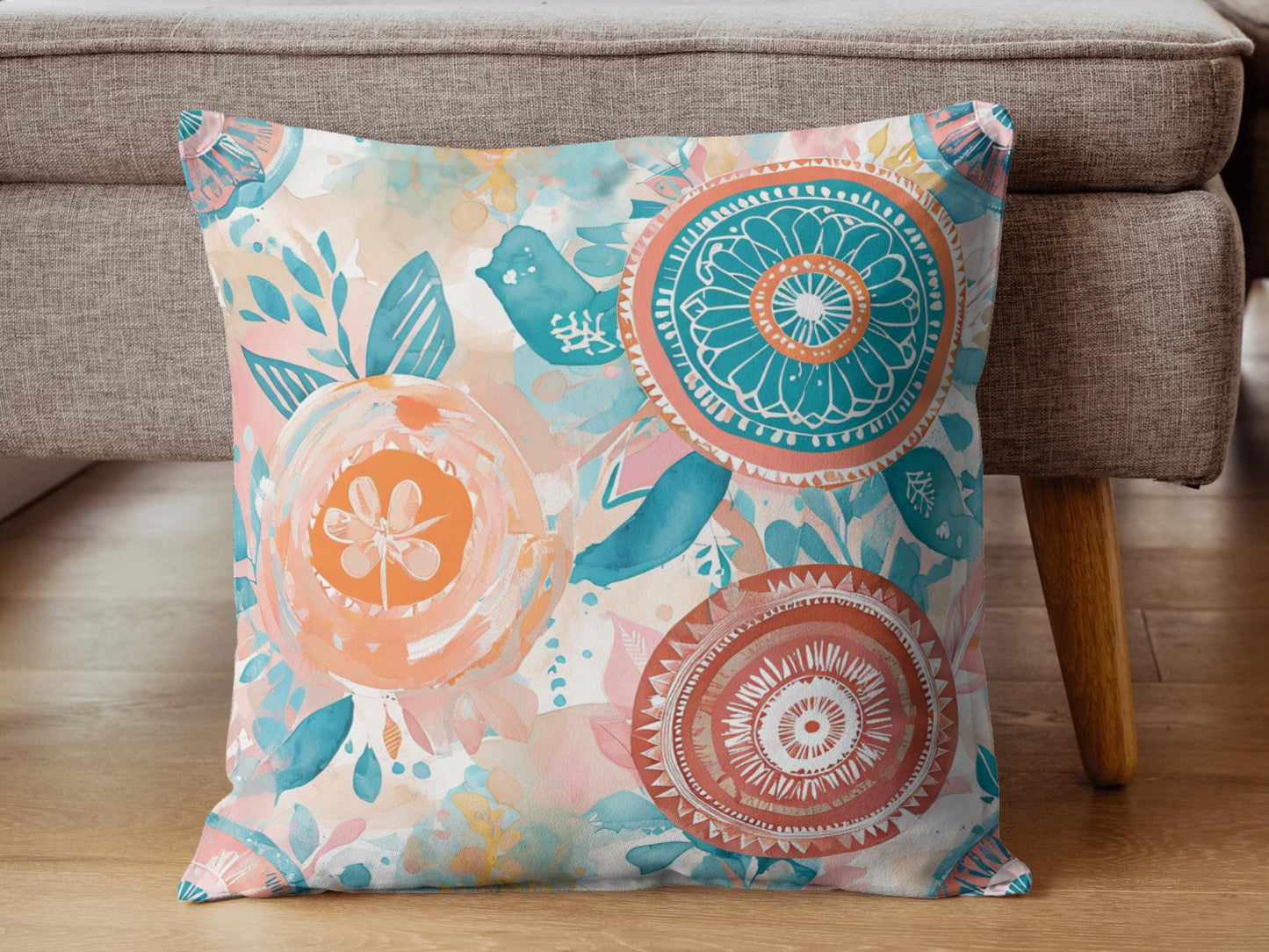 Pillowcase or Pillow, Coastal Abstract Art Throw Pillow, Nature Inspired Pillows, Throw Pillow for Couch, Bright Color Pillowcase