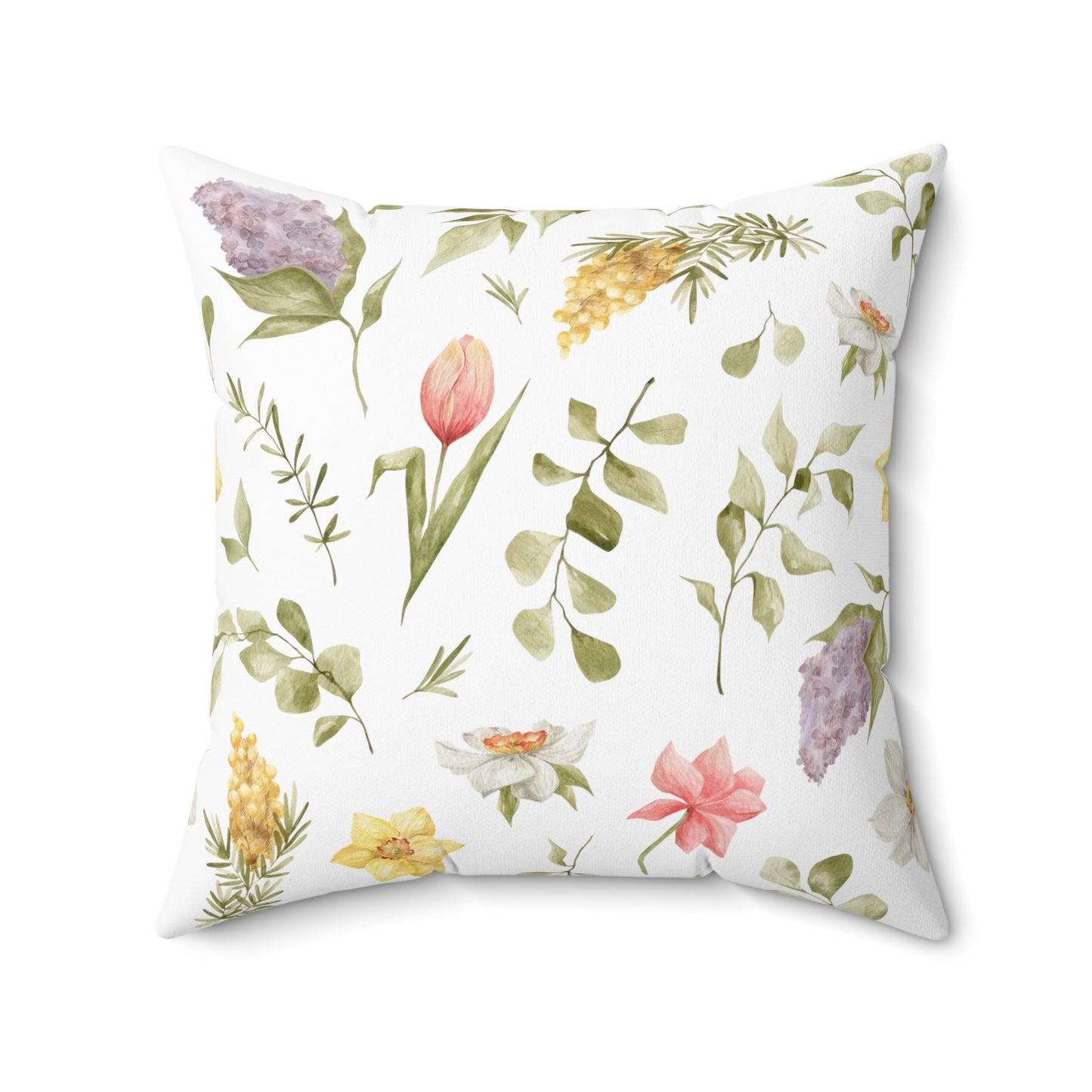 Custom Throw Pillow, Flower Vase and Bunny