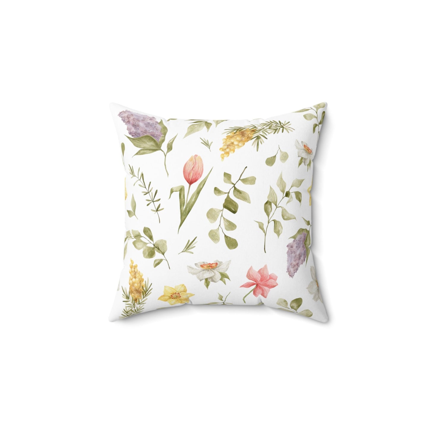 Custom Throw Pillow, Flower Vase and Bunny