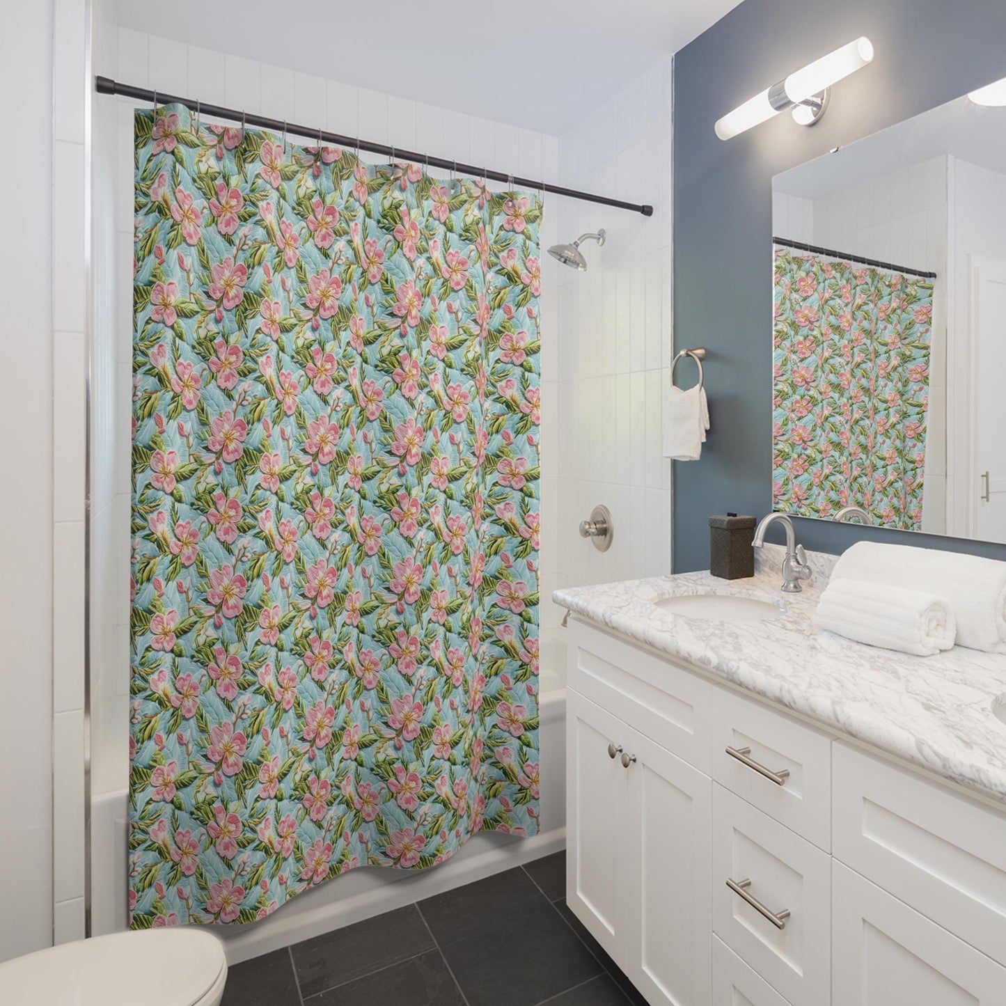 Custom Shower Curtain, 3-D Floral