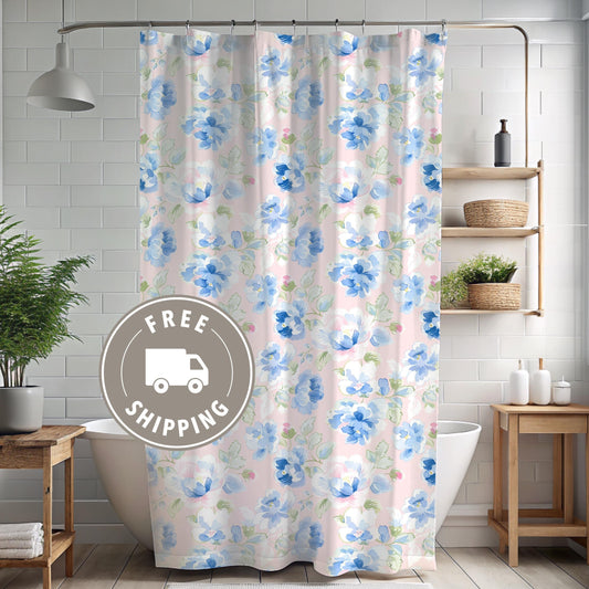Custom Shower Curtain, Soft Florals