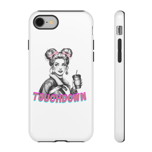 Phone Cases, Football Touchdown Game Day Cute Pink Bows for iPhone 16, Tough Case, Protective Cover, Sports Fan Gift, Team