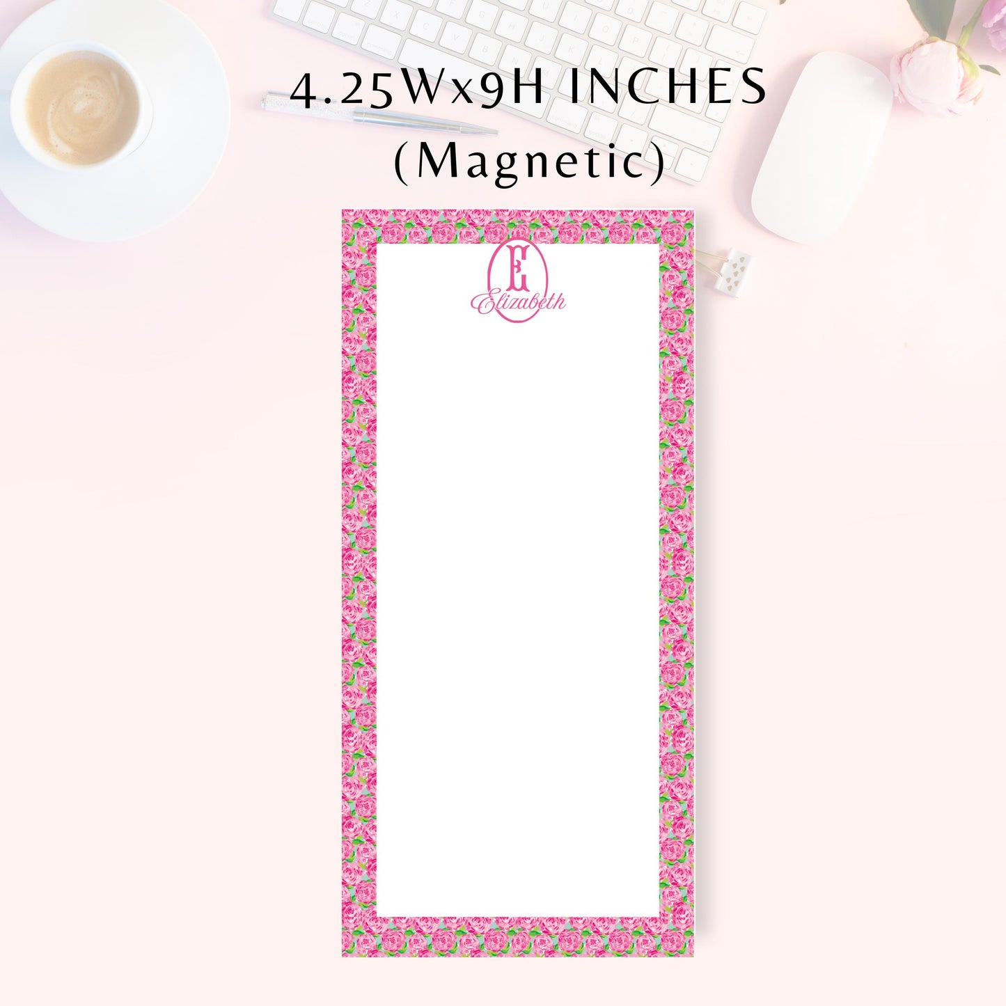Personalized Notepad, Pink Roses