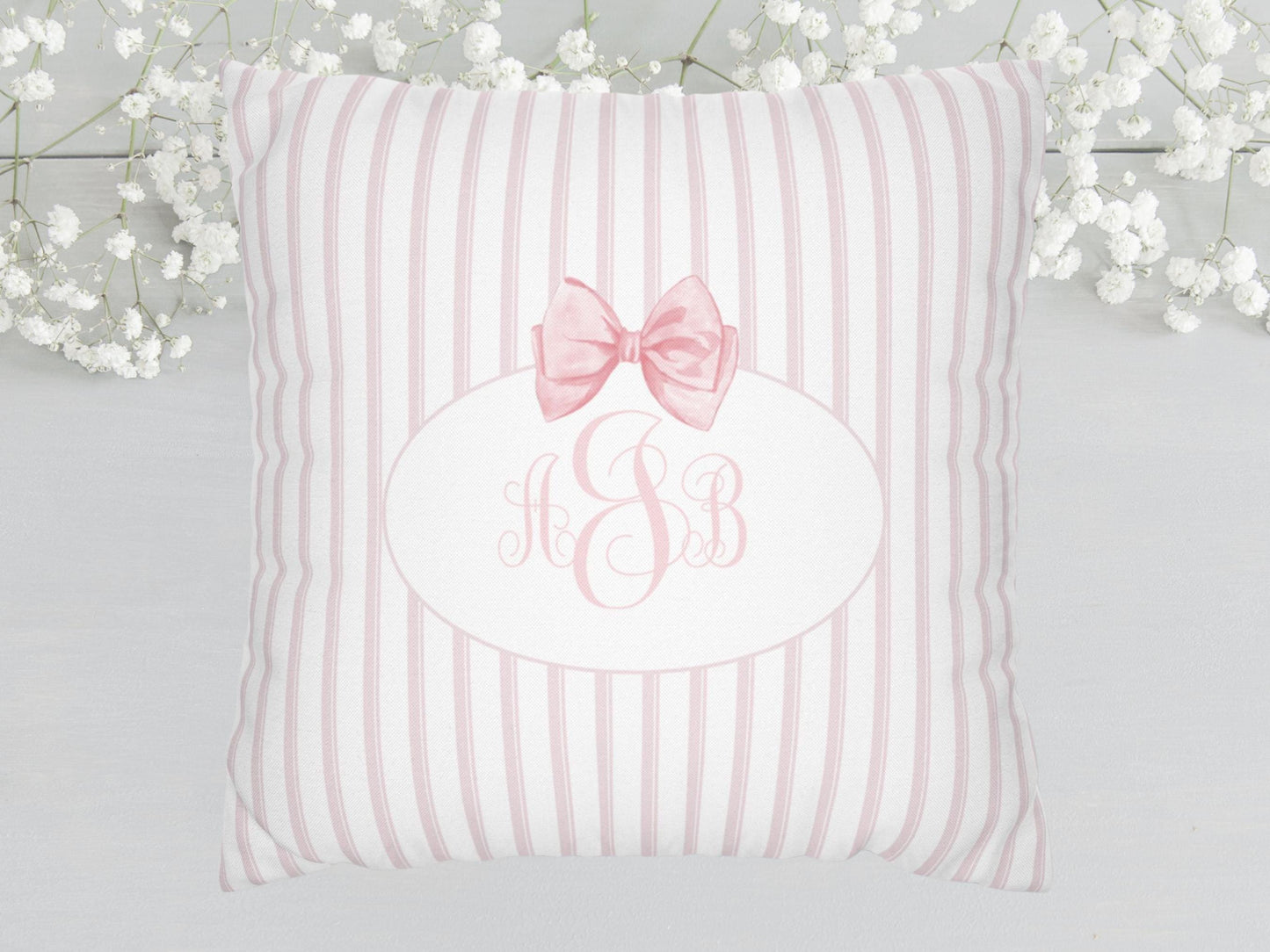 Custom Throw Pillow, Pink Bow