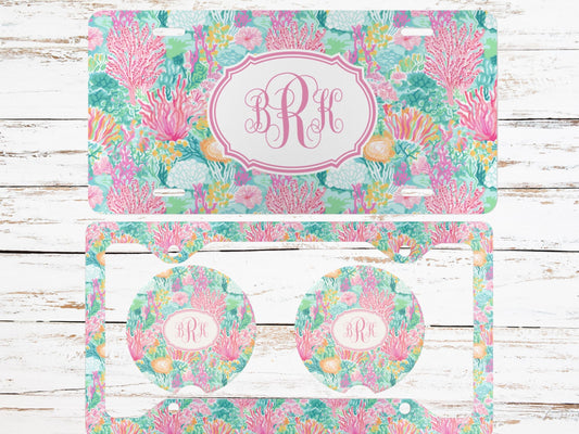 Personalized License Plate, Frame and Coaster - Coral Reef