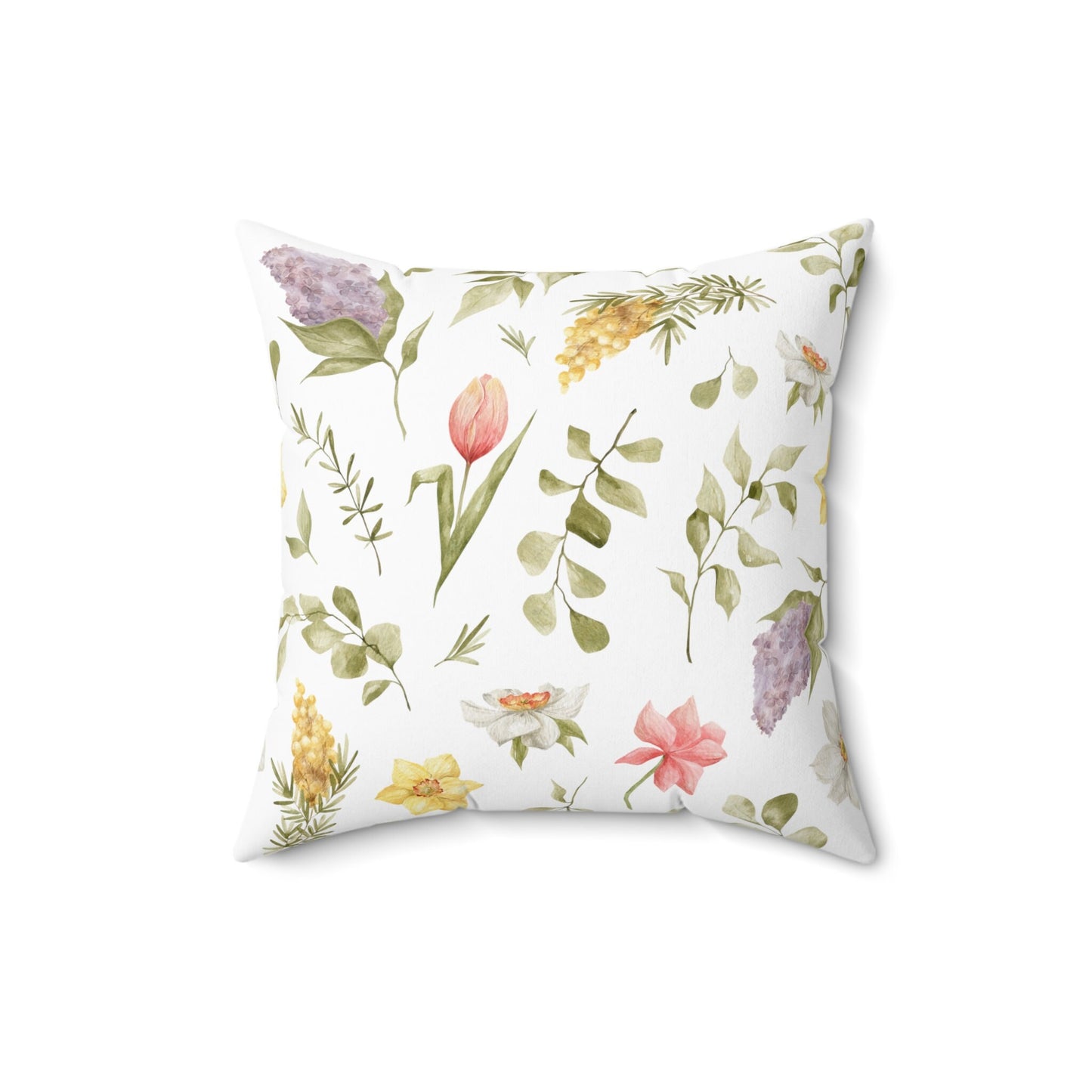 Custom Throw Pillow, Flower Vase and Bunny