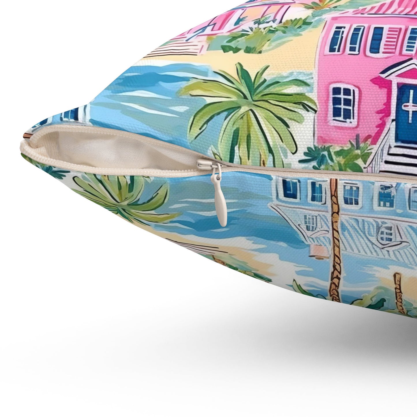 Custom Throw Pillow, Coastal Palm Beach Houses