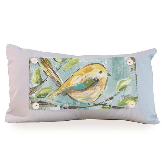 Spring "Yellow Bird on Seafoam" Pillow Swap
