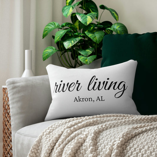 Custom Throw Pillow, River Living and City Name