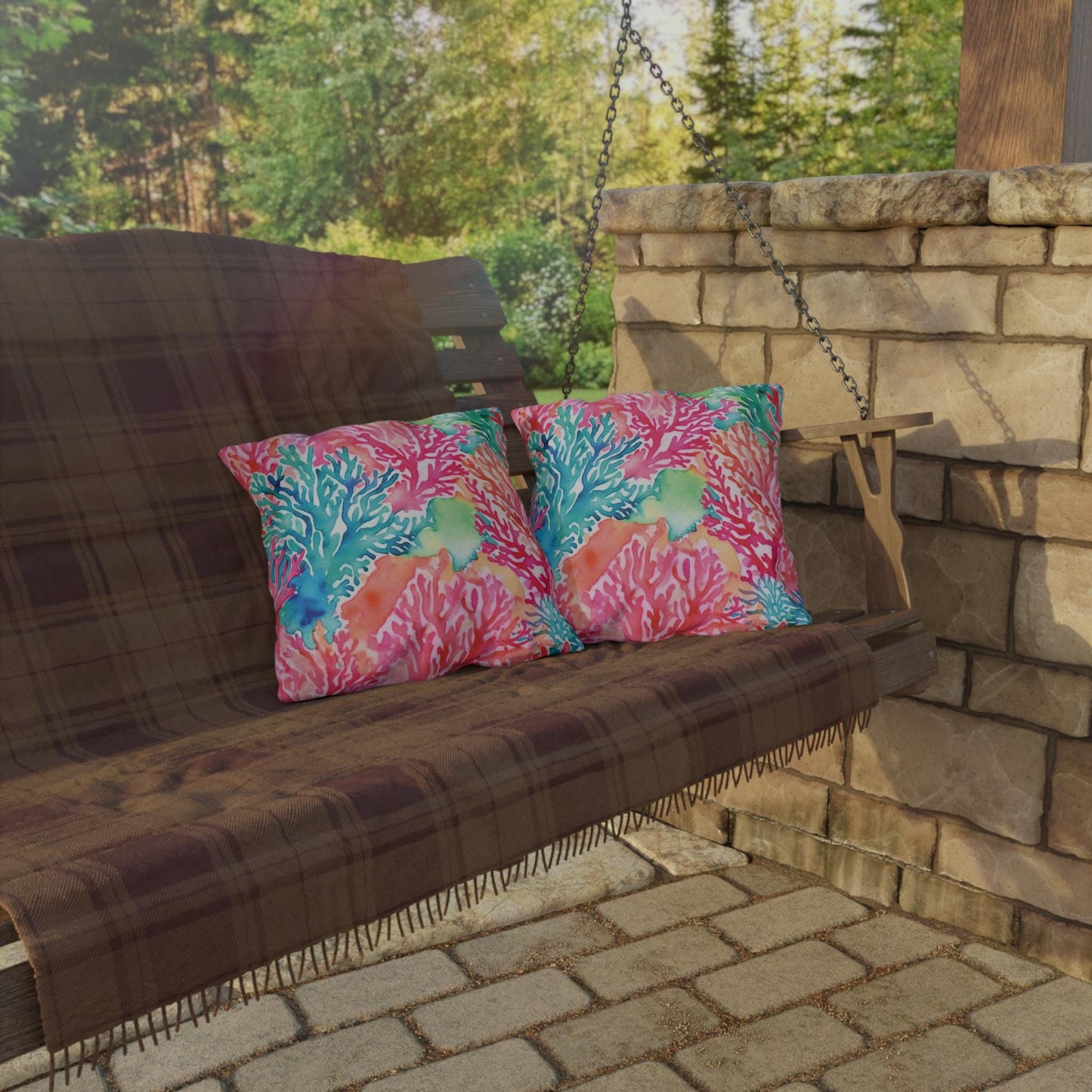 Outdoor Throw Pillow, Coral Reef