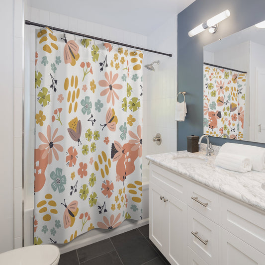 Custom Shower Curtain, Boho Flowers