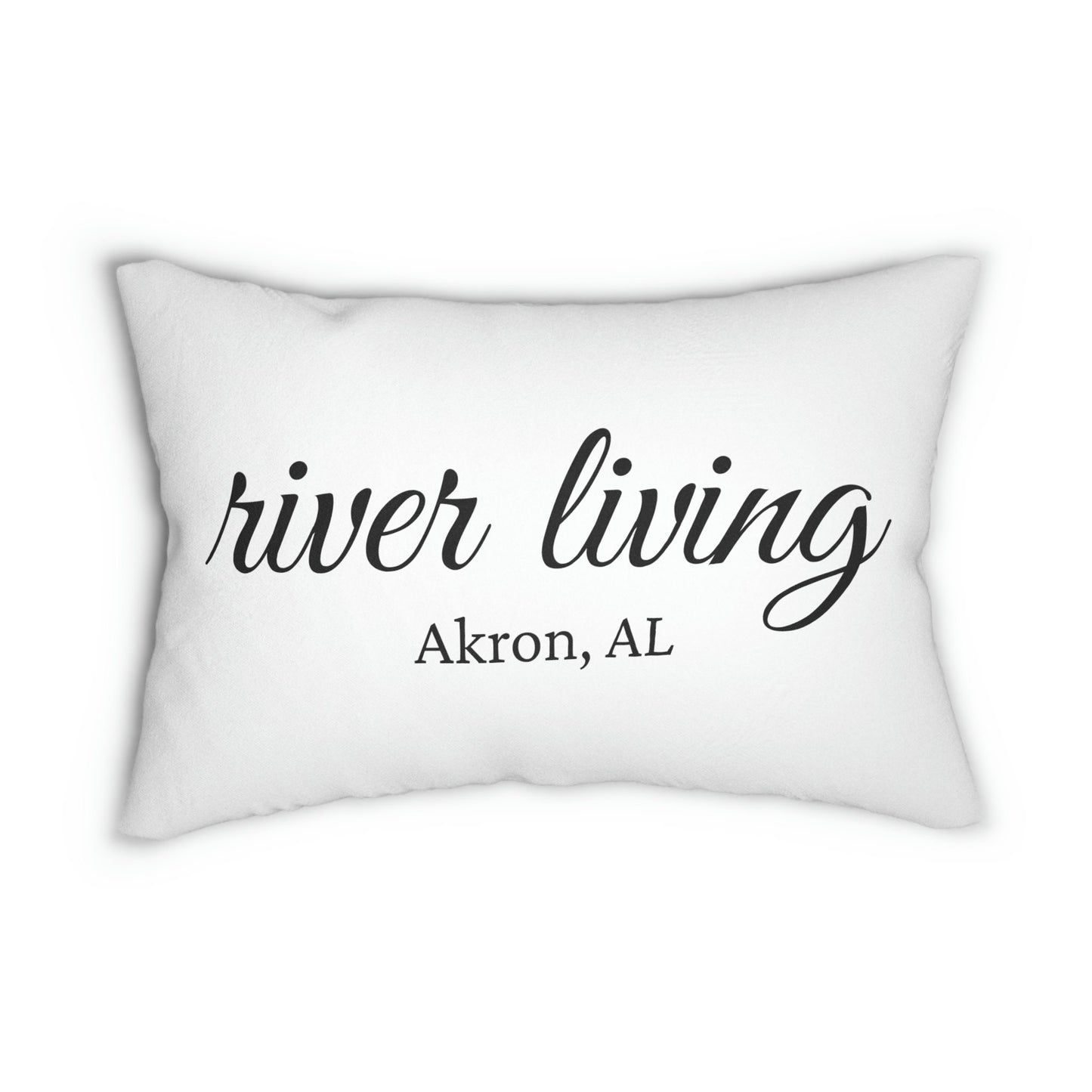 Custom Throw Pillow, River Living and City Name