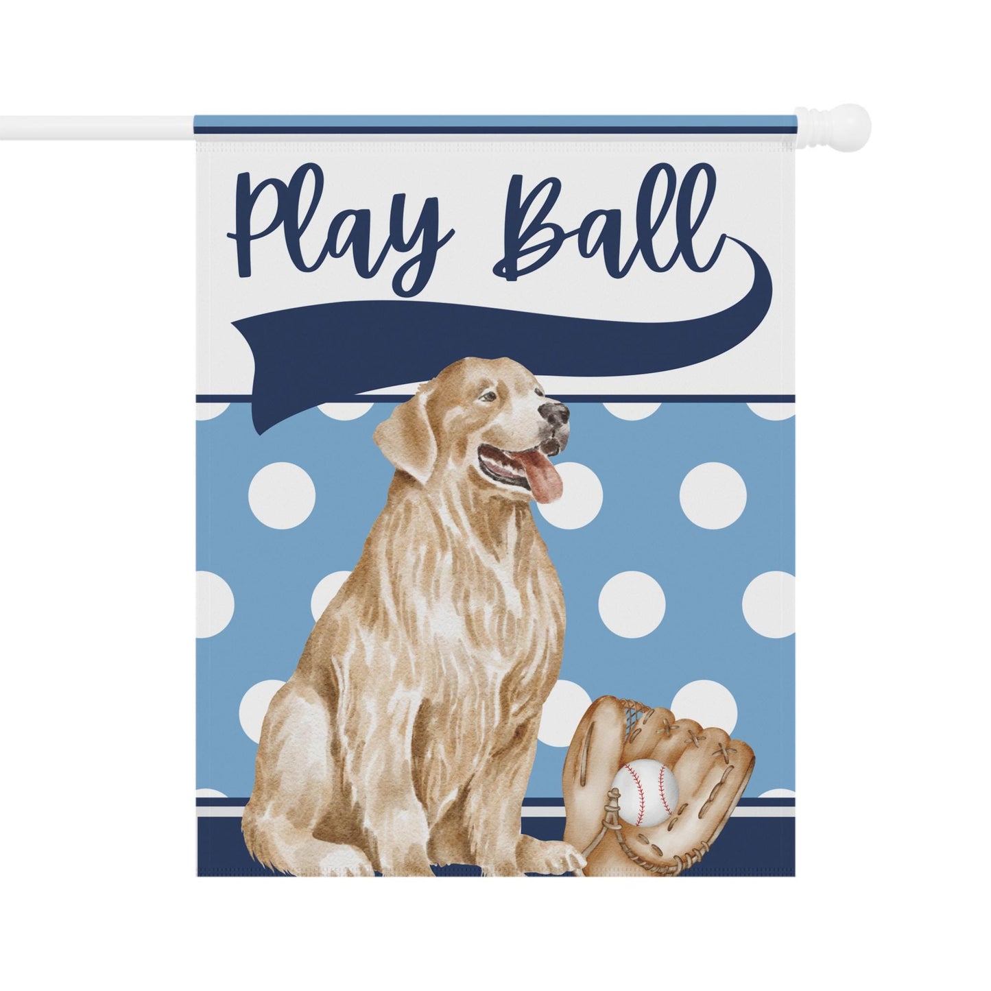 Baseball Personalized Flag, Preppy Golden Retriever