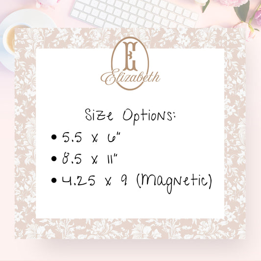 Personalized Notepad, Neutral Floral