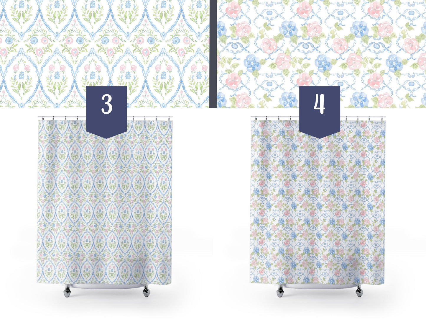 Custom Shower Curtain, Coquette Watercolor
