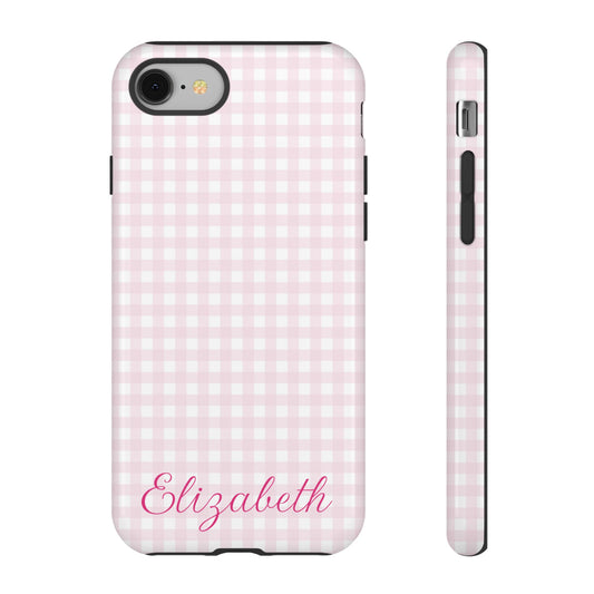 Personalized Phone Tough Cases - Pink Plaid