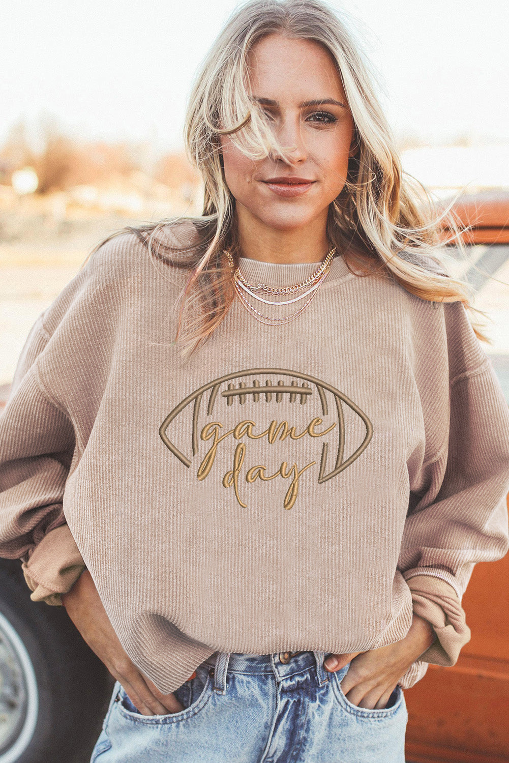 Fotoball Game Day Embroidered Corduroy Sweatshirt