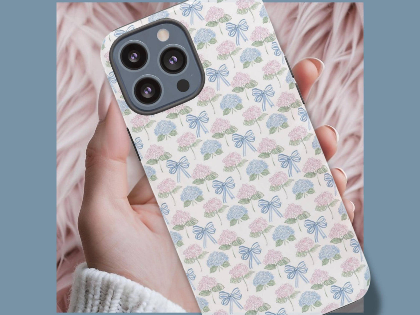 Custom Phone Case, Watercolor Hydrangeas