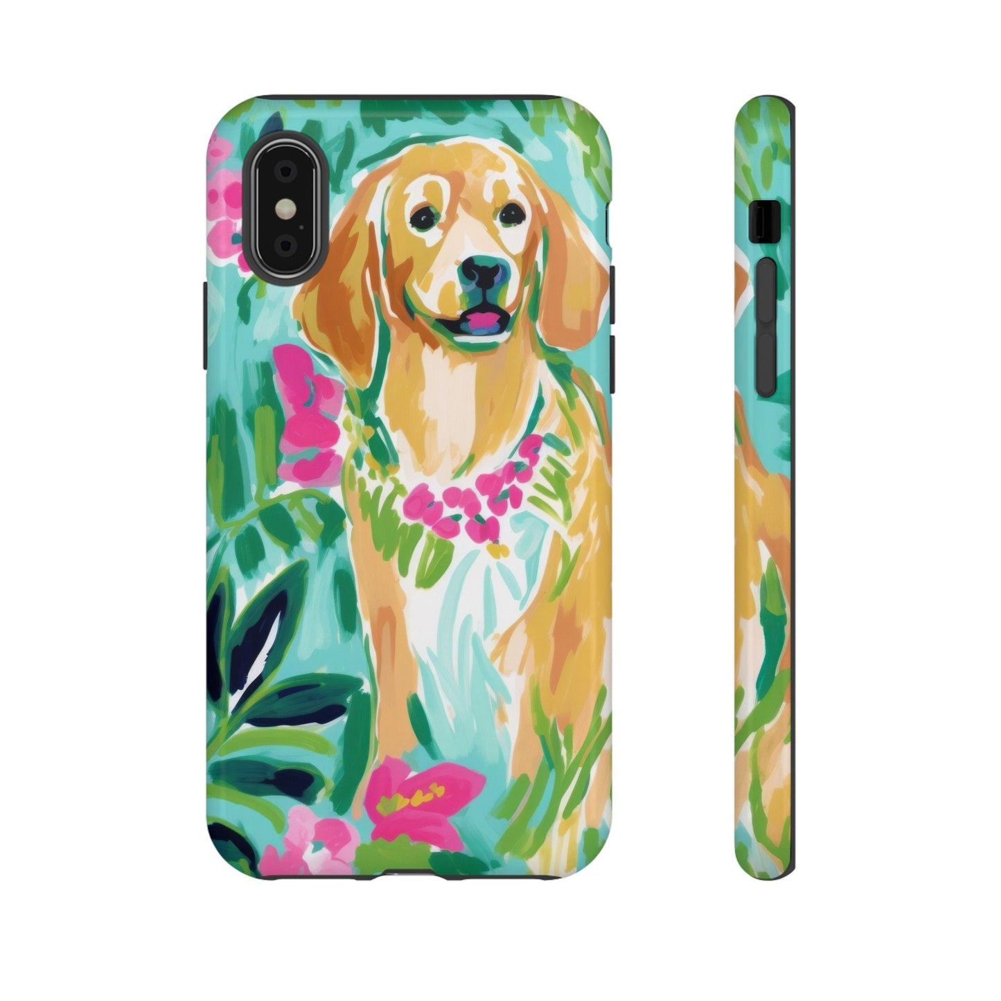 Custom Phone Case, Watercolor Tropical Dog