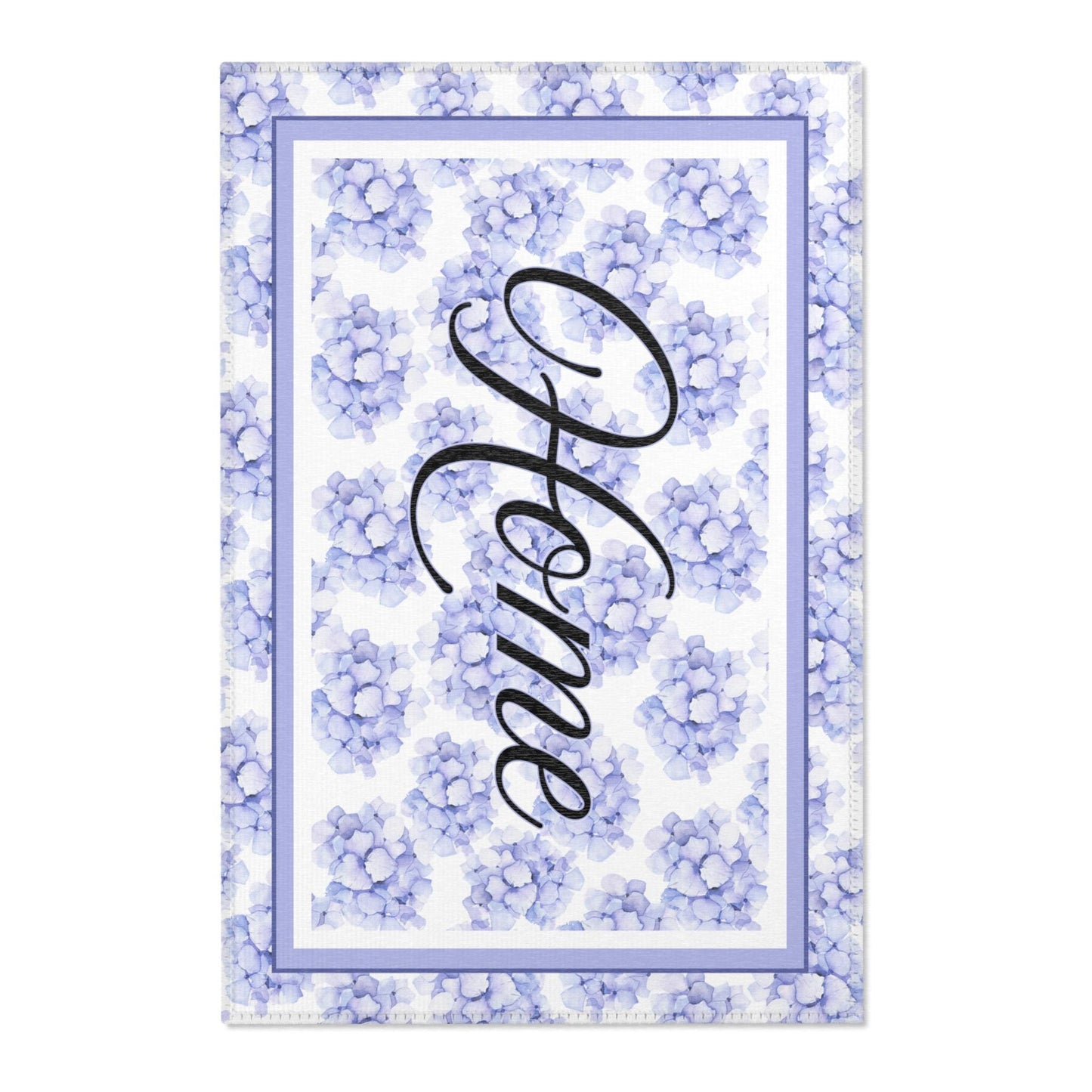Custom Rug, Blue Floral "Home"