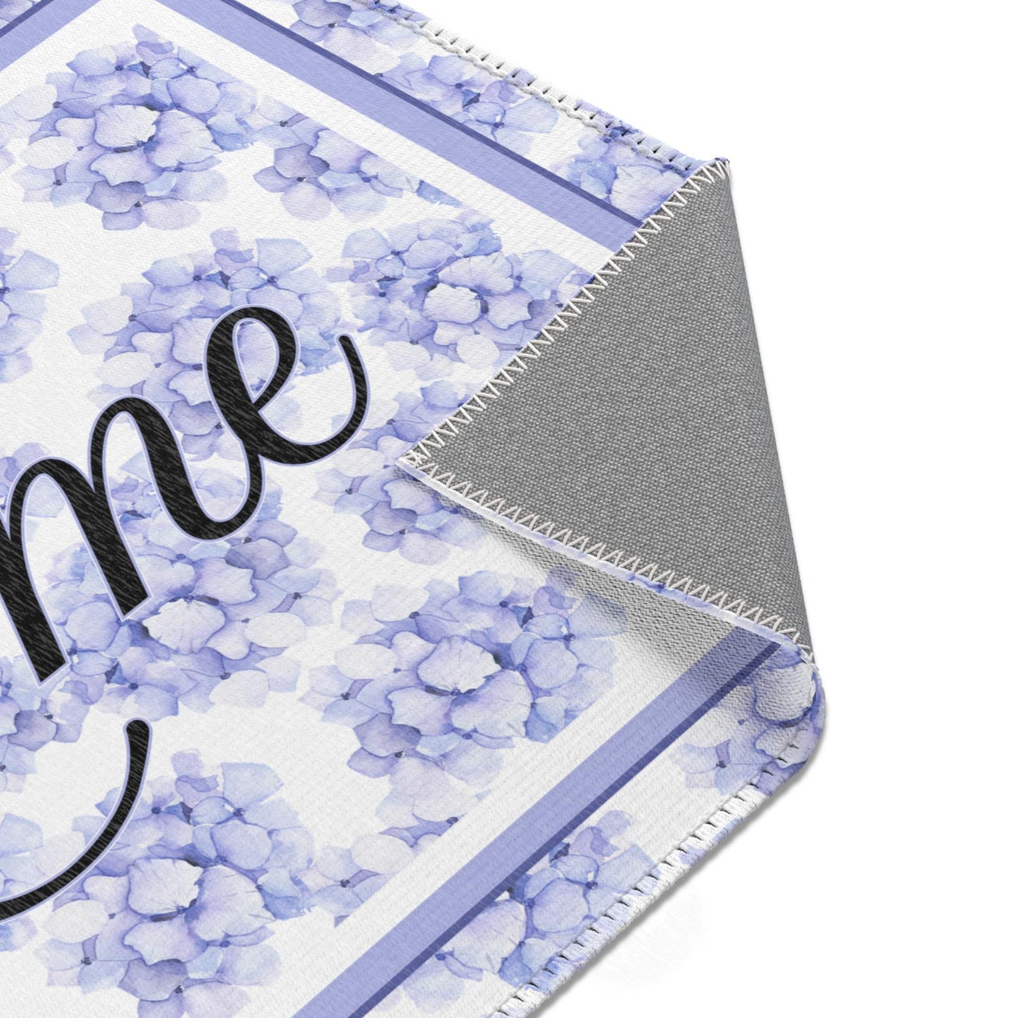 Custom Rug, Blue Floral "Home"