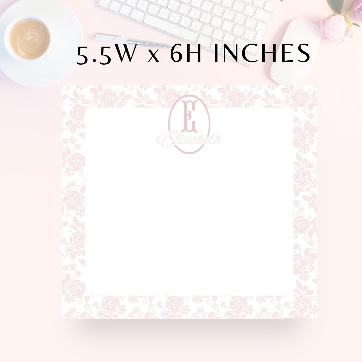 Personalized Notepad, Light Floral