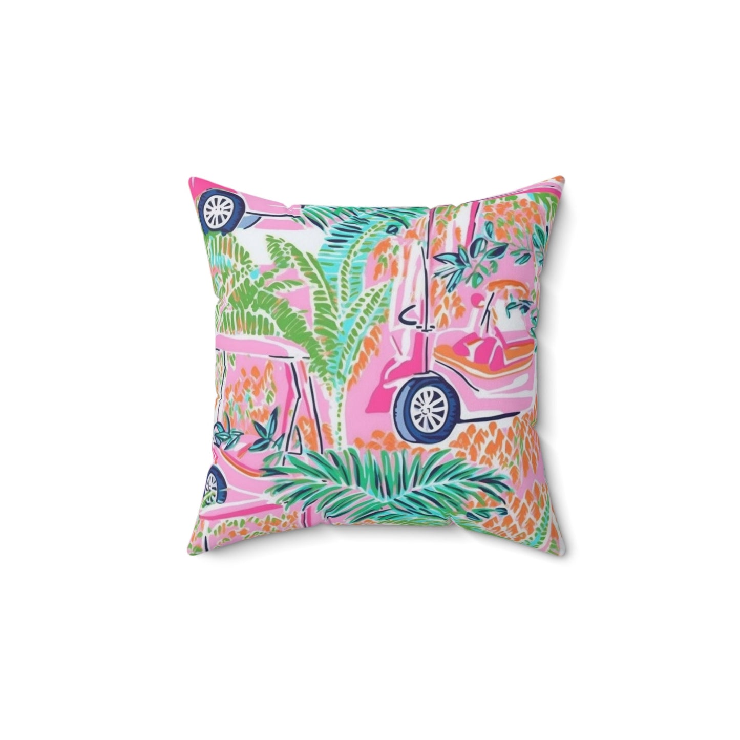 Custom Throw Pillow, Preppy Golf Cart