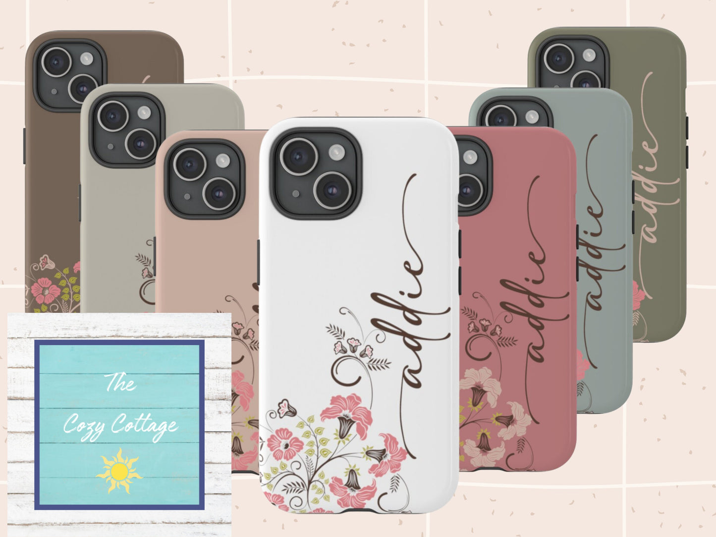 Custom Phone Case, Wildflowers and Personalized Name