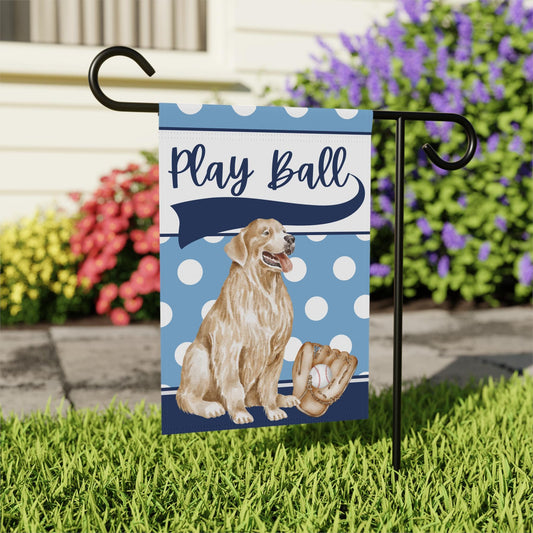 Baseball Personalized Flag, Preppy Golden Retriever
