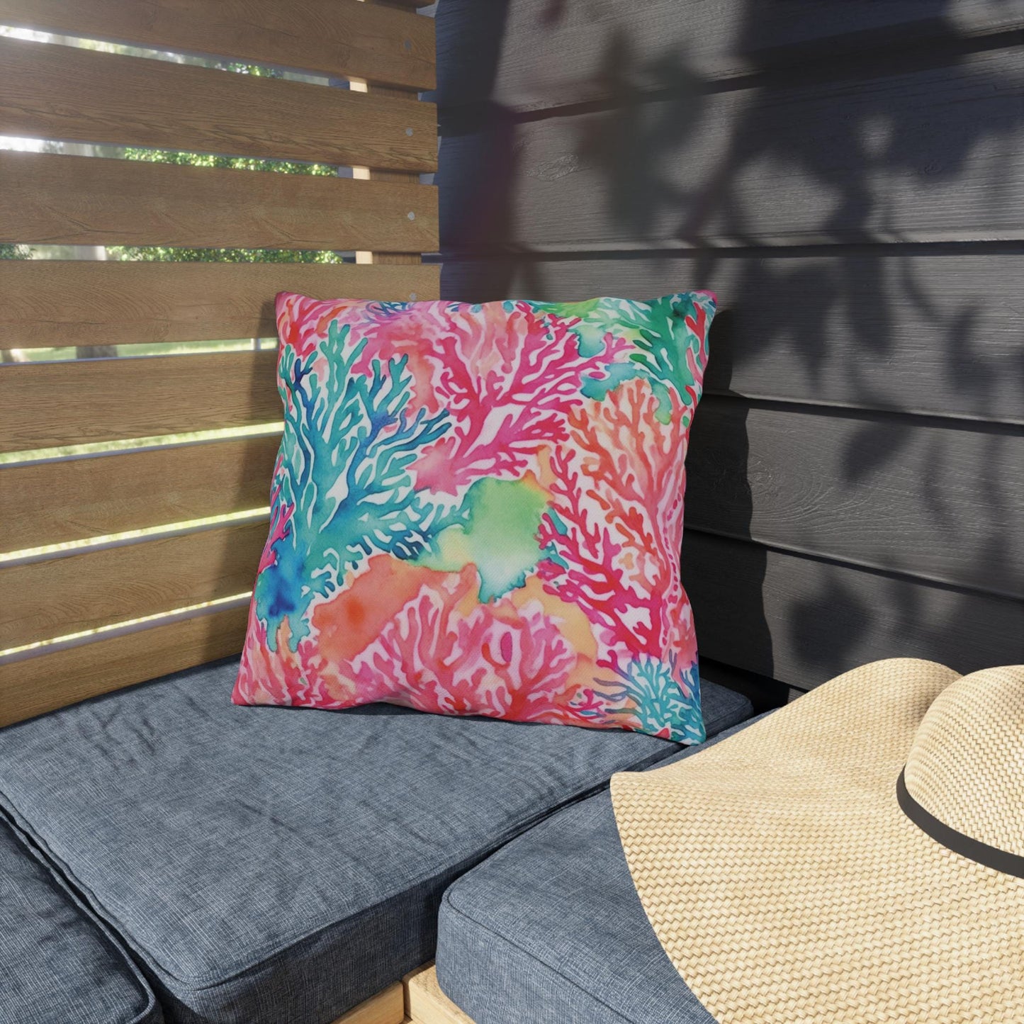 Outdoor Throw Pillow, Coral Reef