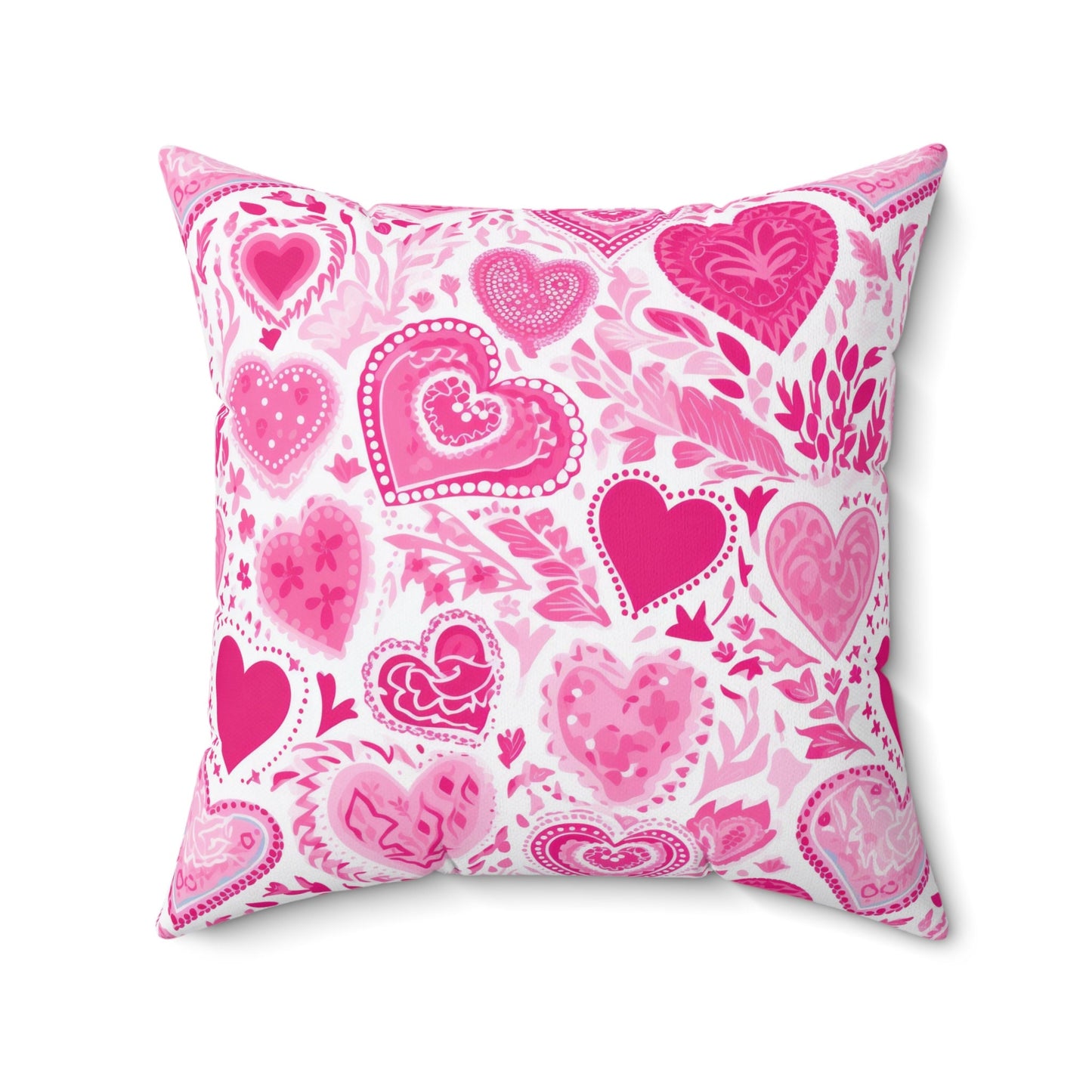 Custom Throw Pillow, Pink Hearts