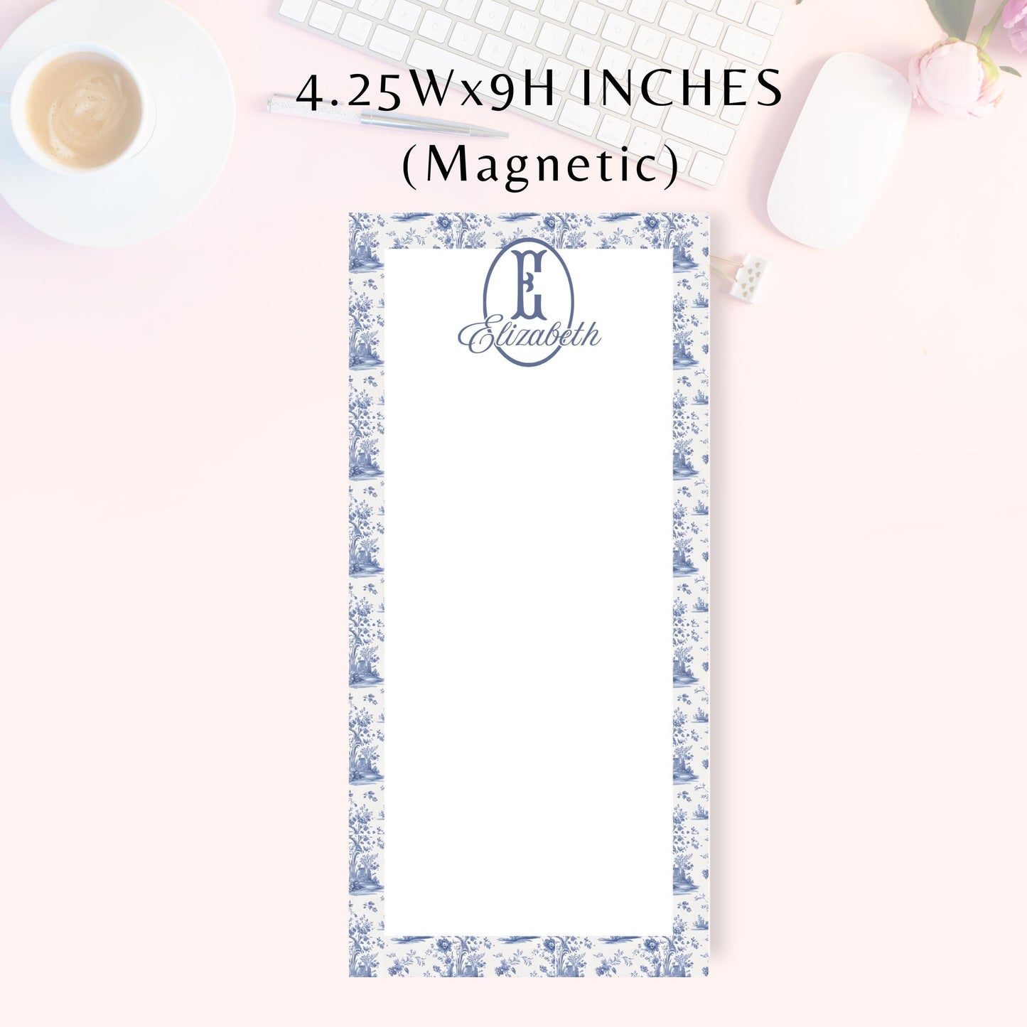 Personalized Notepad, Blue Floral 3