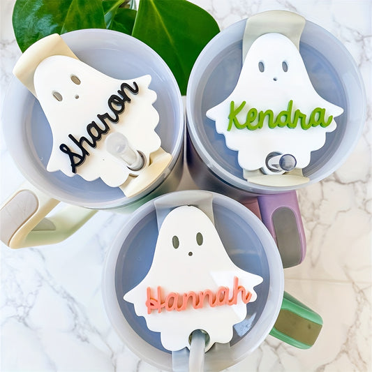 Personalized Stanley Cup Name Tags: Acrylic, Custom Engraved for 20oz/30oz/40oz Tumblers - Halloween & More Gift for Travel, Camping, Festivals